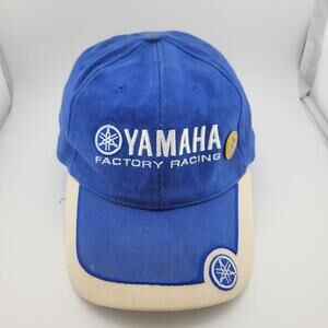 Yamaha Factory Racing Hat Cap Fitted Mens Blue White MotoGP Motorcycle Racing